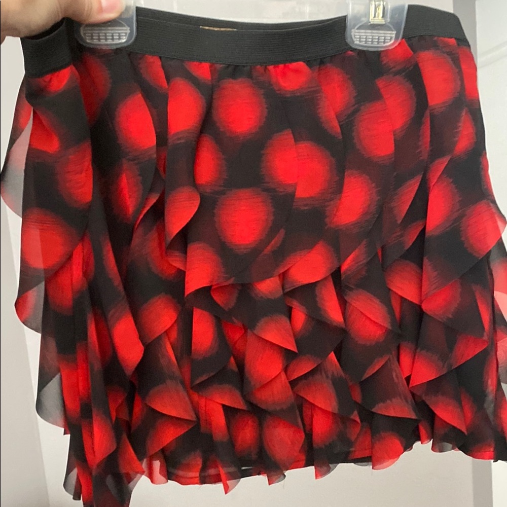 Elegant Red and Black Ruffled Skirt